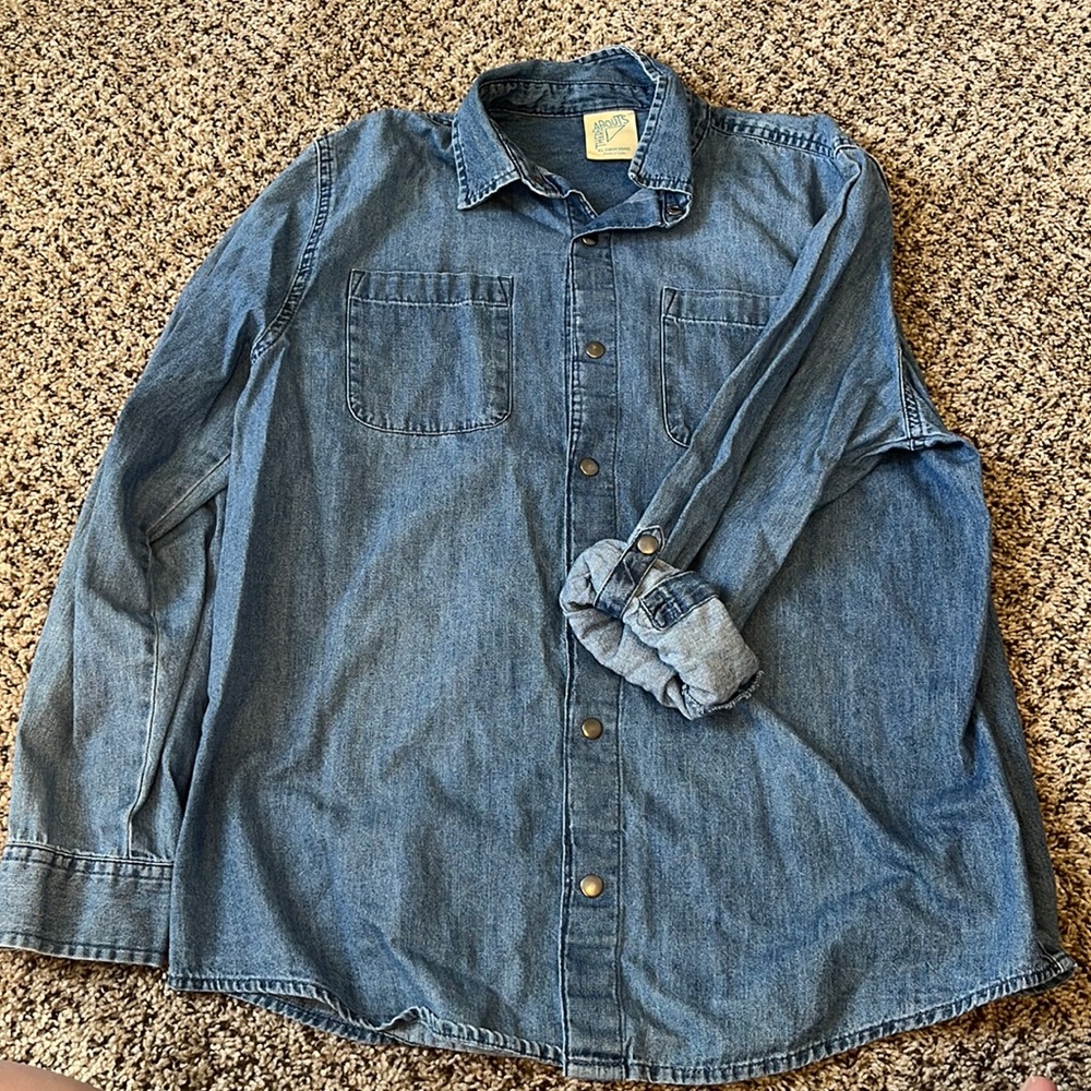 ThereAbouts Denim button up long sleeve shirt NWOT